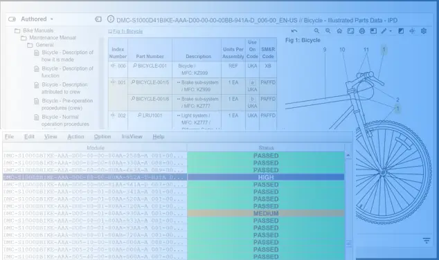 Screenshot of IrisView Presenter with IrisCheck Overlaid, 
	               Illustrating IrisCheck Report Linking to Errors